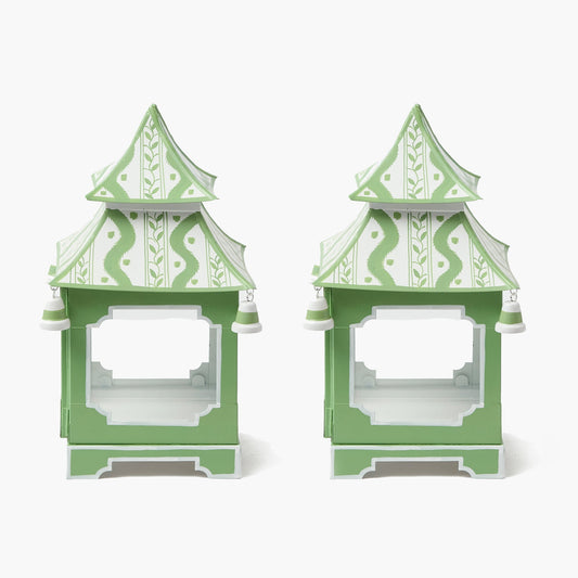 Lanternes pagodes mini-ikat vertes (paire)