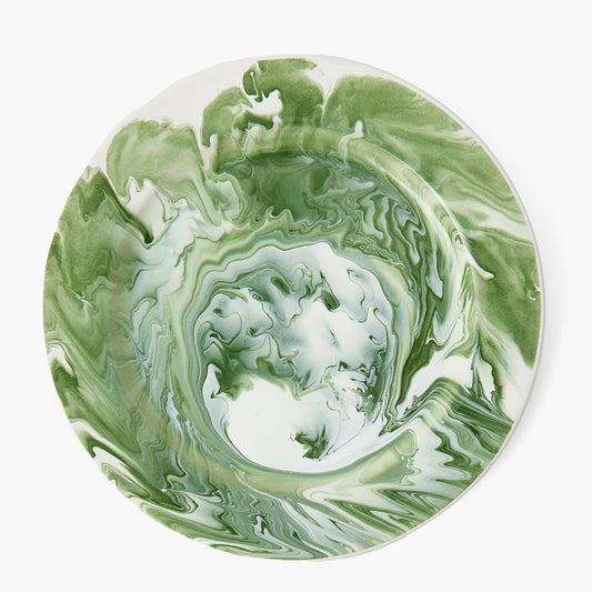 Assiette plate marbrée verte Julia