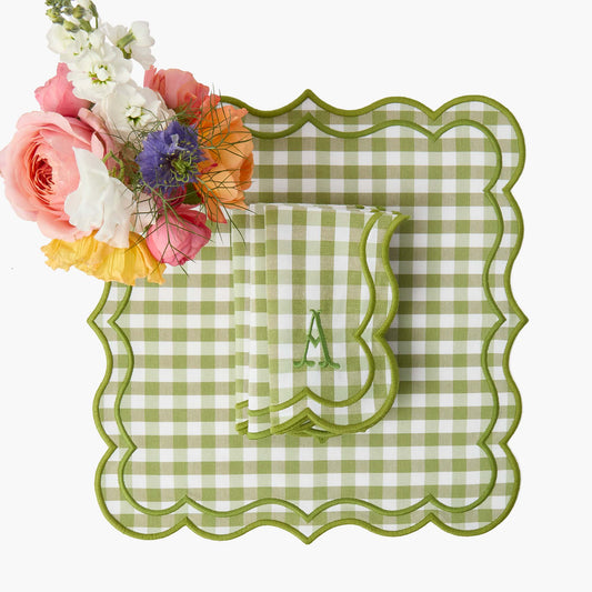 Serviettes à carreaux verts Eloise (lot de 4)