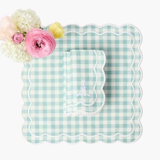 Serviettes Serena bleu canard à carreaux vichy (lot de 4)