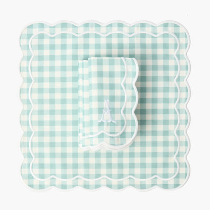 Serviettes Serena bleu canard à carreaux vichy (lot de 4)