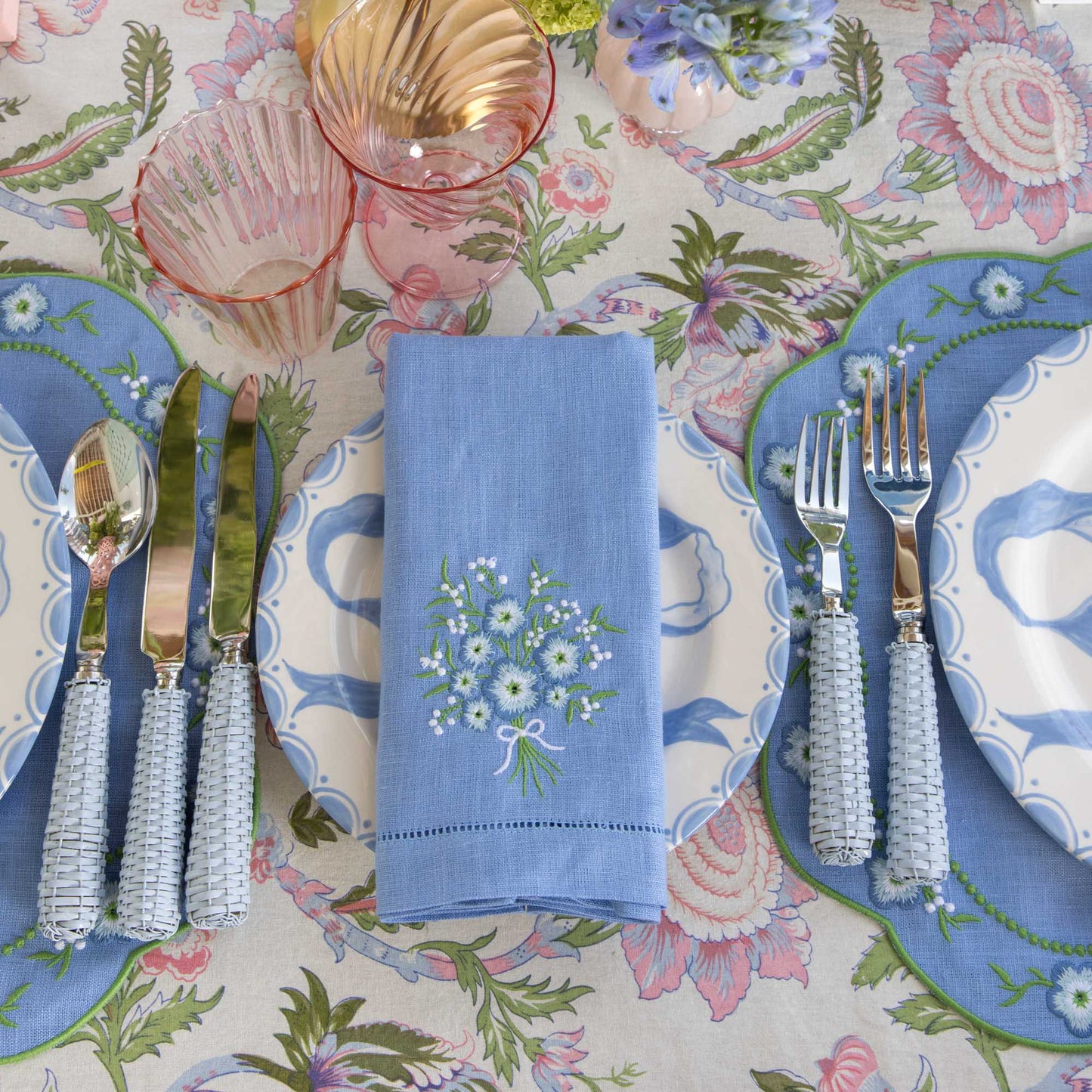 Assiettes plates Marilyn Blue Bow (lot de 4)