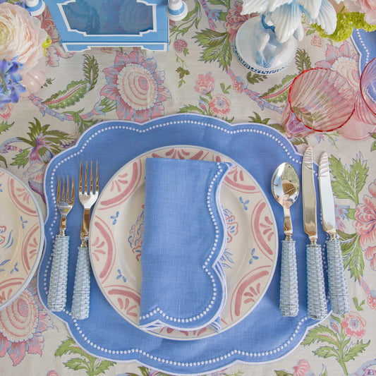 Sets de table et serviettes en lin Eloise Pervenche (lot de 4)