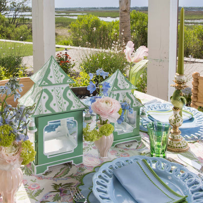 Sets de table et serviettes Mariana bleu et vert (lot de 4)