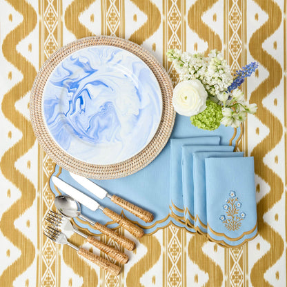 Assiette plate marbrée bleue Julia (lot de 4)