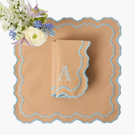 Serviettes Lily Sand et Blue (lot de 4)
