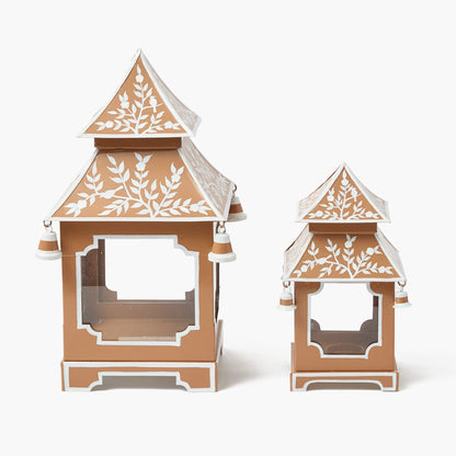 Lanterne pagode chinoise caramel