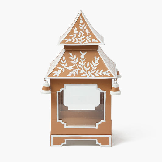 Lanterne pagode chinoise caramel