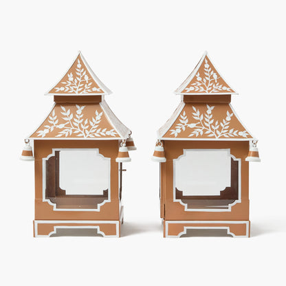 Lanterne pagode chinoise caramel