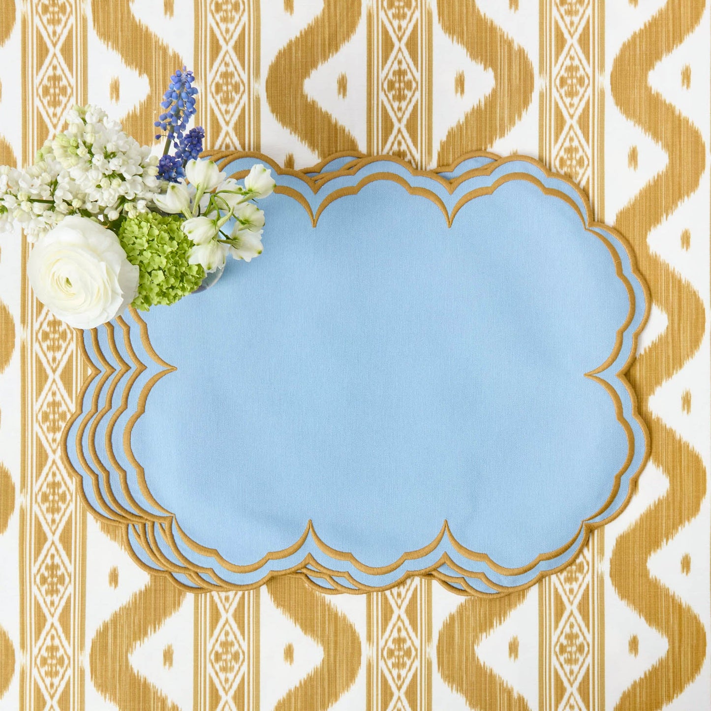 Sets de table Serena bleu et caramel (lot de 4)