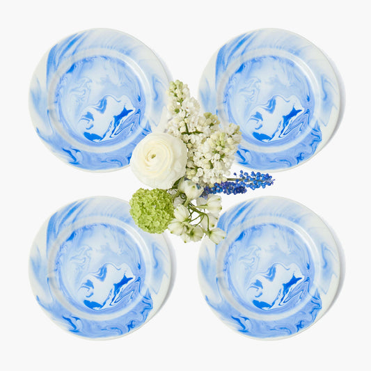 Assiette à entrée marbrée bleue Julia (lot de 4)