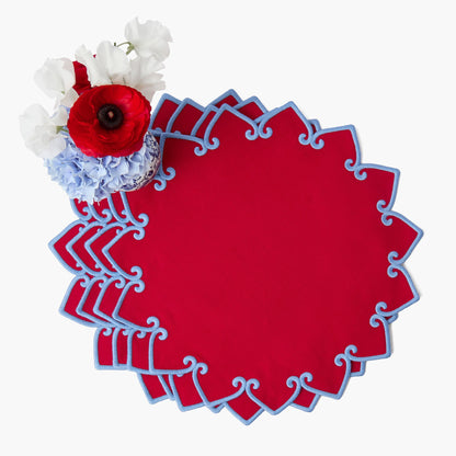 Sets de table Angelina rouges et bleus (lot de 4)