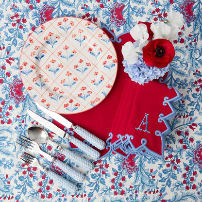 Sets de table et serviettes Angelina rouges et bleus (lot de 4)