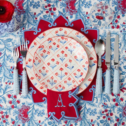Sets de table et serviettes Angelina rouges et bleus (lot de 4)