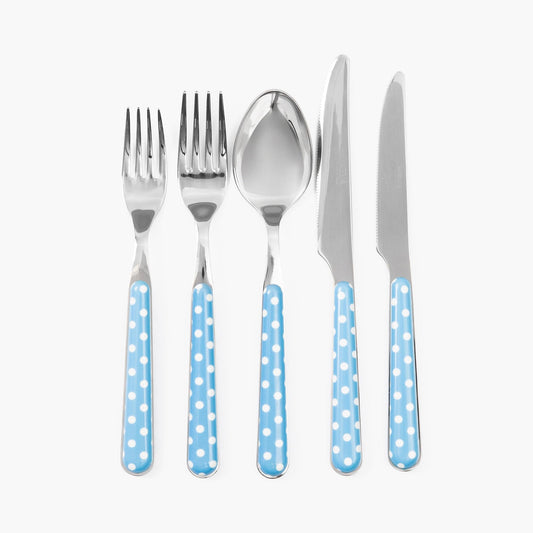 Couverts à pois bleus (5 pièces)