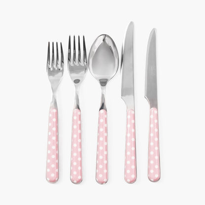 Couverts à pois roses (5 pièces)
