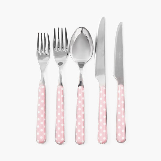 Couverts à pois roses (5 pièces)