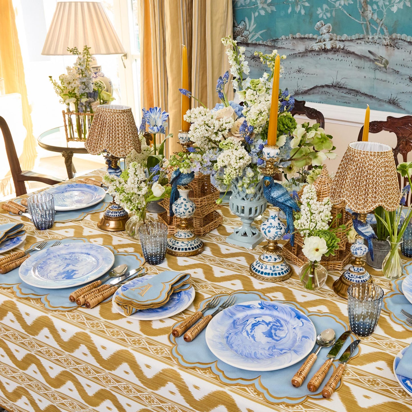 Sets de table Serena bleu et caramel (lot de 4)