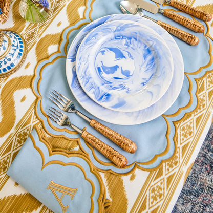 Sets de table Serena bleu et caramel (lot de 4)