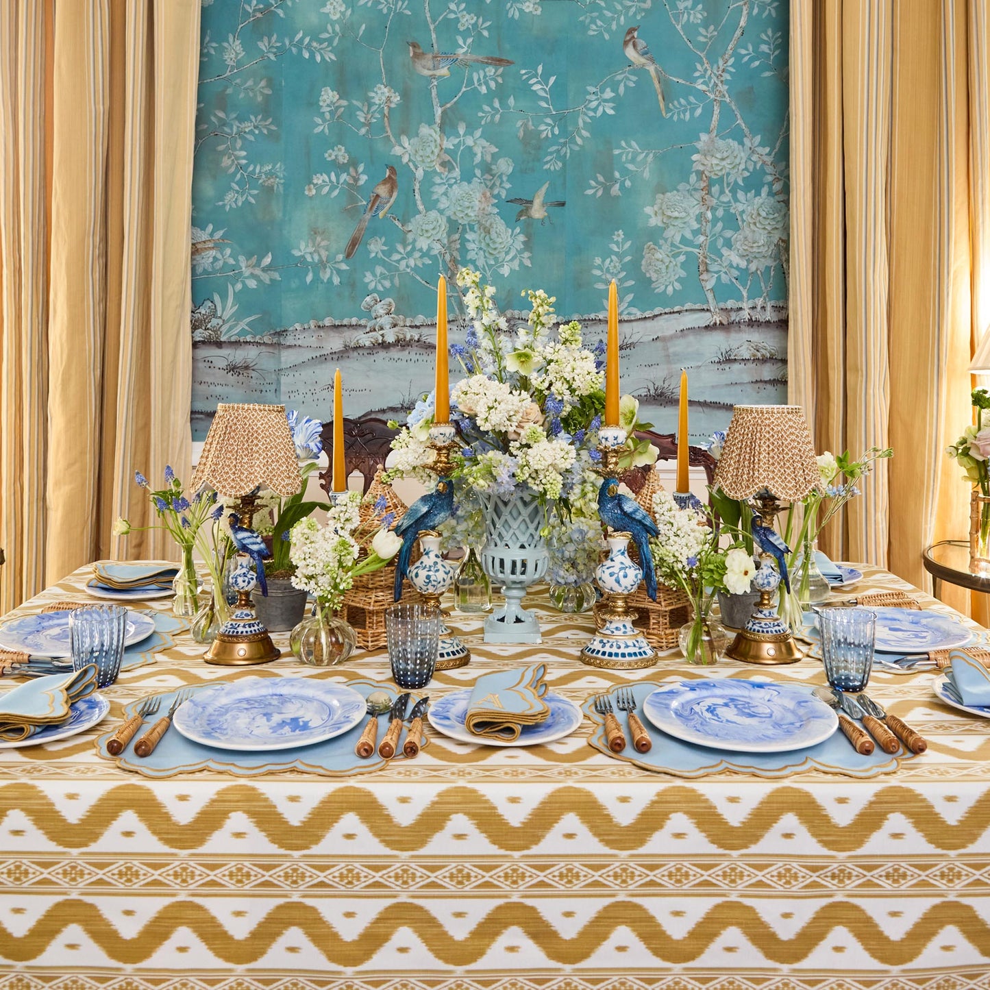 Sets de table Serena bleu et caramel (lot de 4)