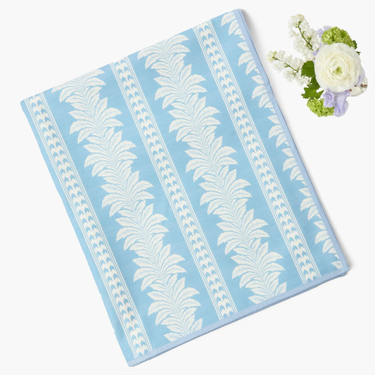 Nappe à rayures bleues à motif fougère