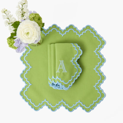 Serviettes Scarlett vertes et bleues (lot de 4)