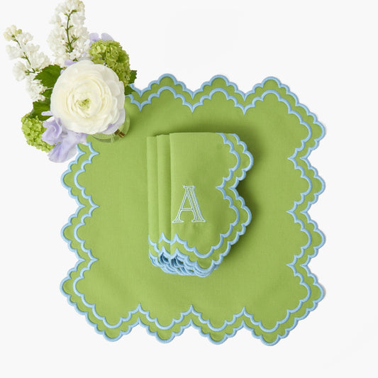 Serviettes Scarlett vertes et bleues (lot de 4)