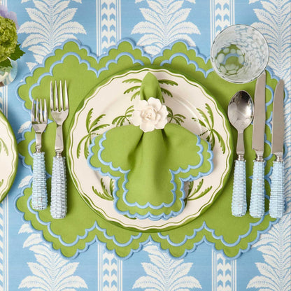 Sets de table et serviettes Scarlett vert et bleu (lot de 4)