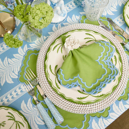 Sets de table et serviettes Scarlett vert et bleu (lot de 4)