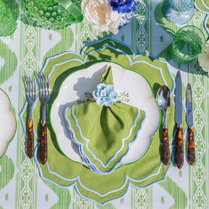 Ronds de serviette Fiore bleu doux (lot de 4)