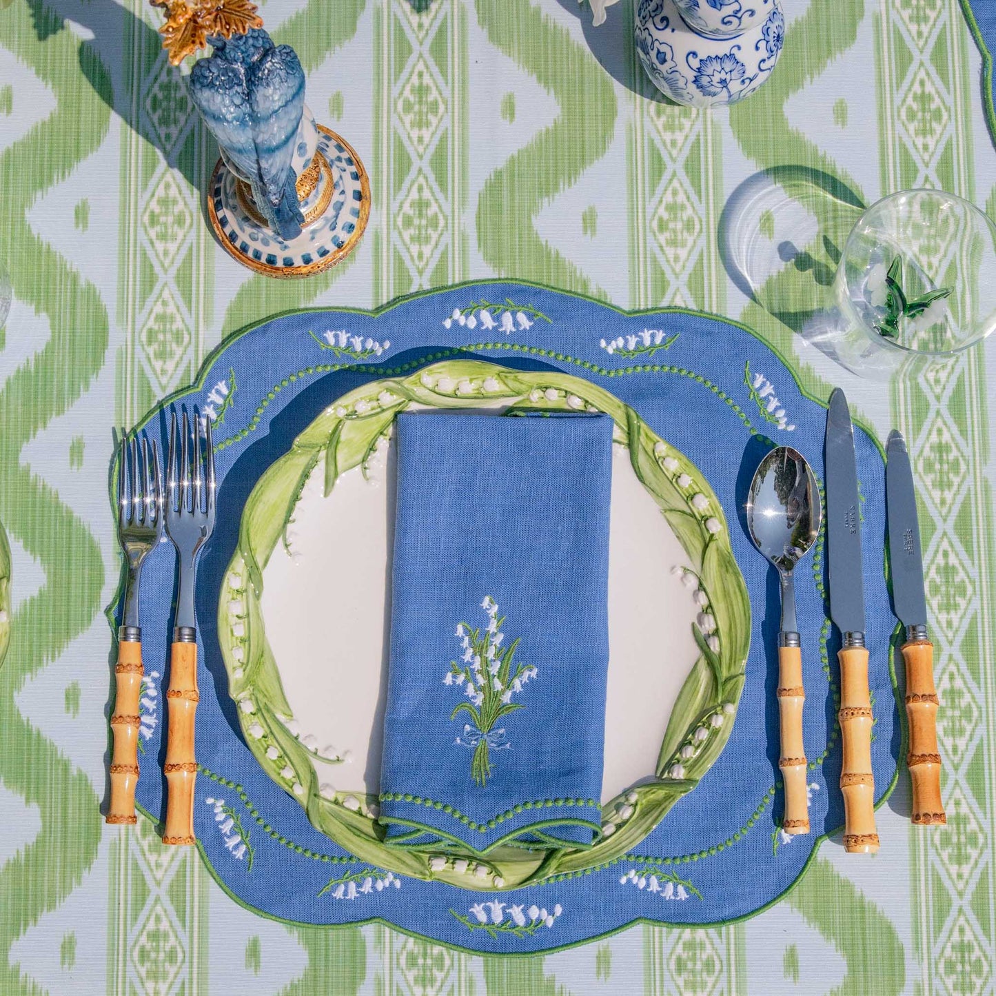 Serviettes en lin bleu muguet (lot de 4)