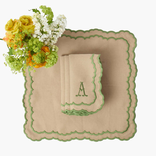 Serviettes Edith Sand &amp; Green (lot de 4)