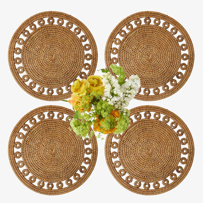 Sets de table ronds en rotin Elodie (lot de 4)