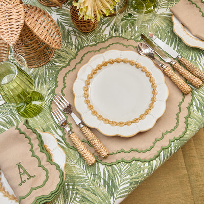 Sets de table et serviettes Edith Sand &amp; Green (lot de 4)
