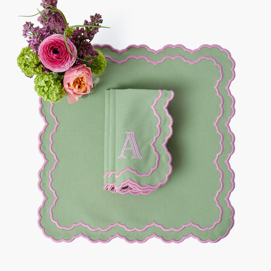 Serviettes Lily Soft Vert et Rose (Lot de 4)