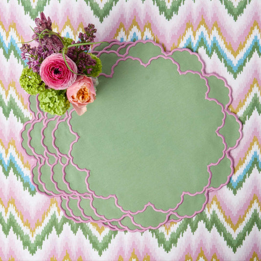 Sets de table Lily Soft vert et rose (lot de 4)
