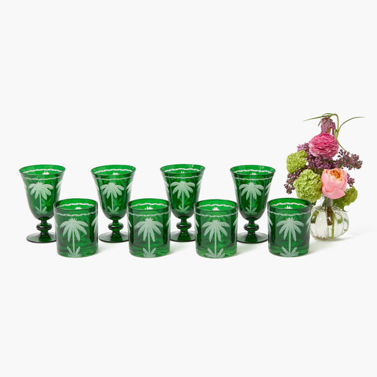Verres à palmier émeraude (lot de 8)