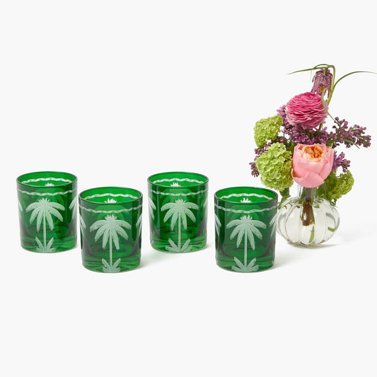 Verres Palmier Émeraude (Lot de 4)