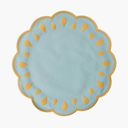 Sets de table Bettina bleu et caramel (lot de 4)