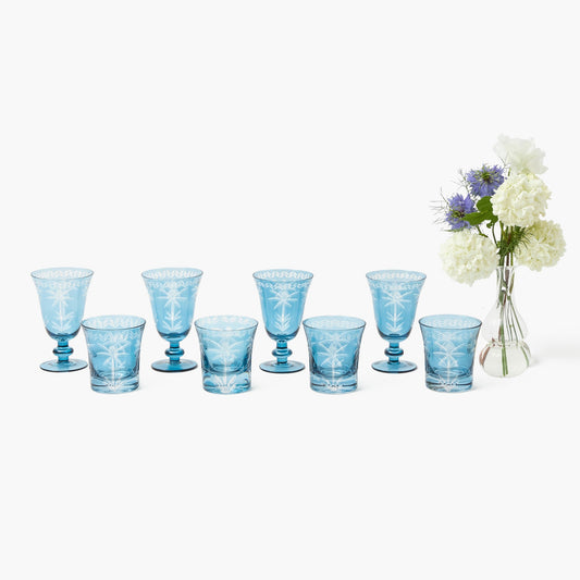 Verrerie Blue Palm (lot de 8)