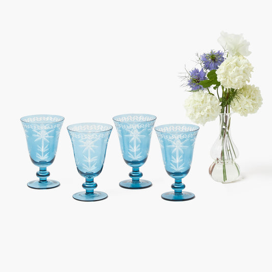 Verres à vin Blue Palm (lot de 4)