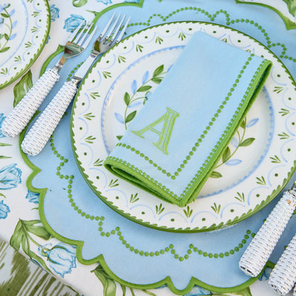 Sets de table et serviettes Mariana bleu et vert (lot de 4)