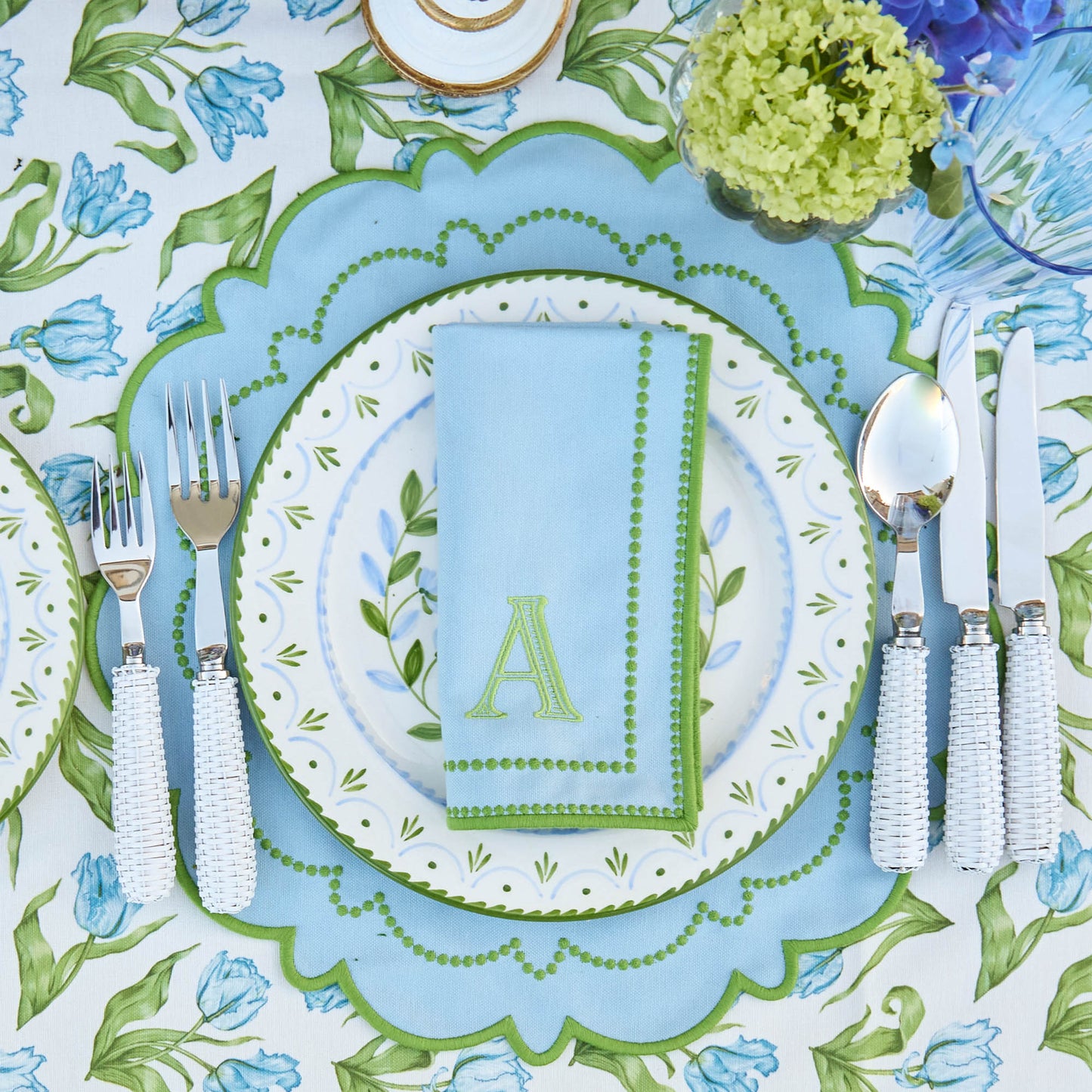 Serviettes Mariana bleues et vertes (lot de 4)