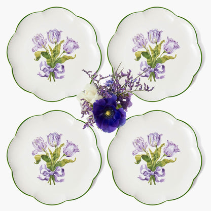 Assiettes plates Tulipe violette (lot de 4)