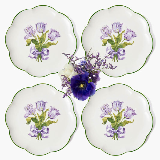 Assiettes plates Tulipe violette (lot de 4)
