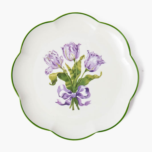Assiette plate tulipe violette