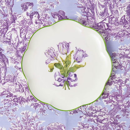Assiette plate tulipe violette